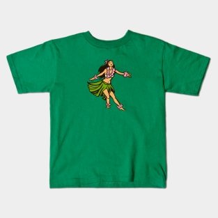 Retro Hawaiian Hula Dancer Illustration Kids T-Shirt